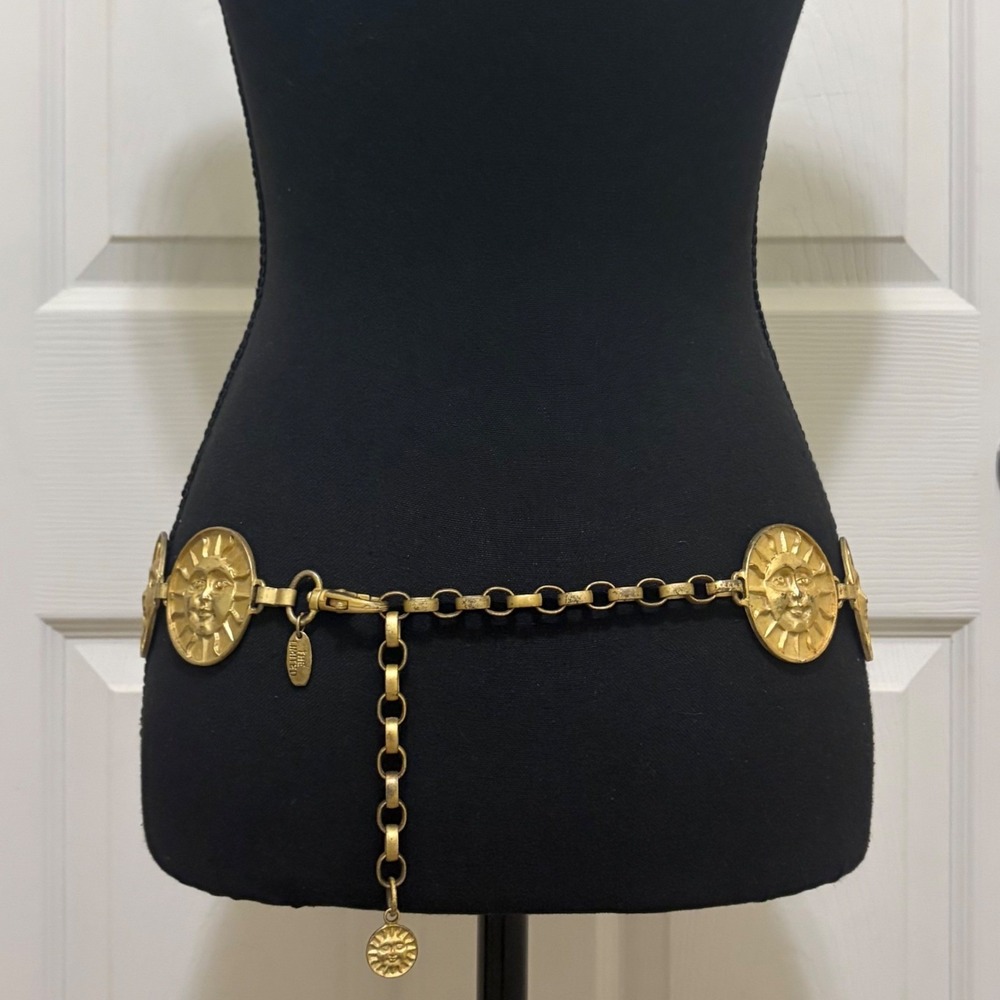 Vintage The Limited Sun Face Medallion Belt Metal 90s Y2K Celestial Astrology - Picture 4 of 14